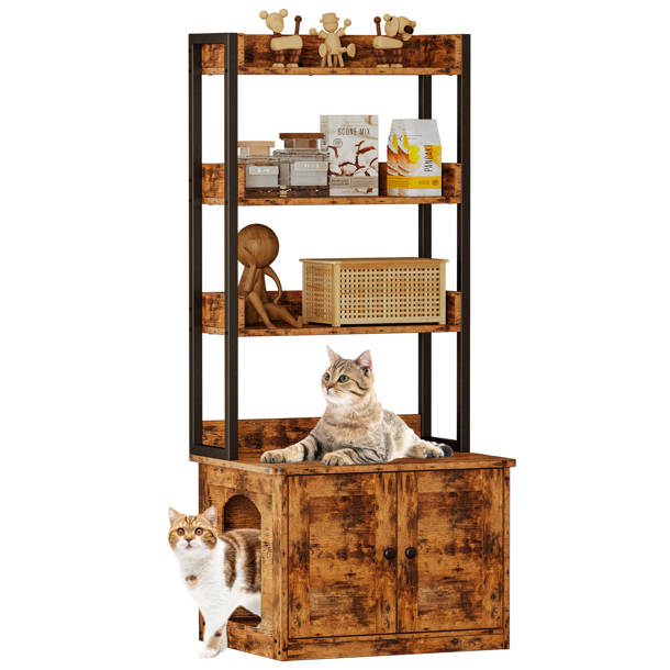 Tucker Murphy Pet™ Rustic Litter Box Enclosure With Shelves & Reviews
